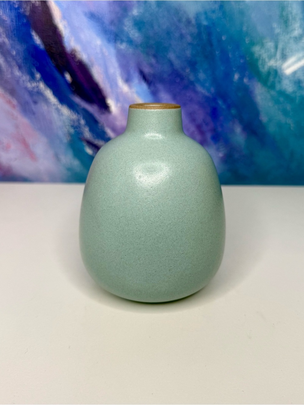 Edith Heath Ceramics Bud Vase 130 Small Light Turquoise Blue Pottery Vintage MCM
